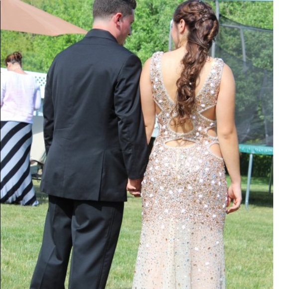 Champagne prom dress with cut outs - Picture 2 of 5